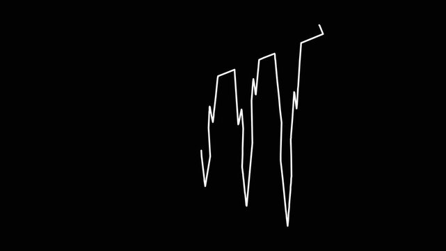 Icicles growing down forming jagged frozen shape on black background line art animation for winter weather design elements.