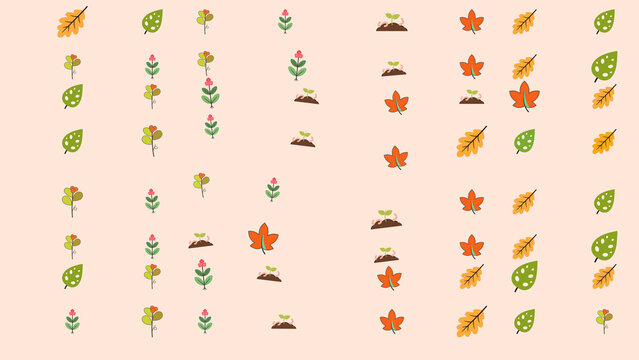 Pattern of Leaves, Flowers, and Sprouts