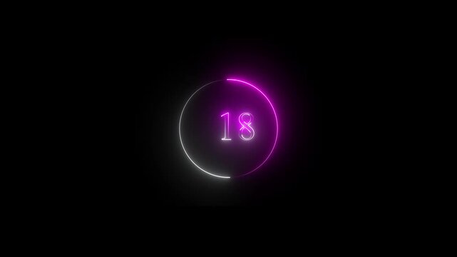neon number 40-0 countdown animation with glowing circular digital timer ring, futuristic luminous numeric display and modern technology interface background.HD video
