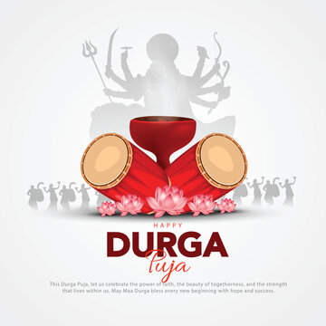 Indian God shri Druga in Happy Durga Puja Subh Navratri white background. abstract  vector illustration design concept