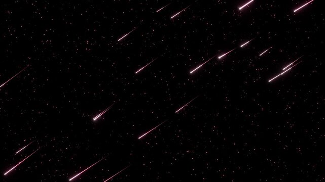 艶やかなローズピンクの流れ星が夜空を華麗に駆け抜けるループ動画。春のコスメ新商品CM、美容サロンLP、フェミニンなプロモーション動画に調和する魅力的なシネマティック素材