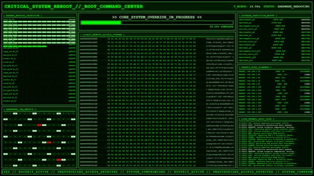 Critical System Reboot Root Command Center Terminal.