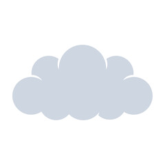 Fototapeta premium Cute fluffy cloud icon isolated on white background. Cartoon style weather symbol. Sky graphic for design.