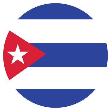Circular badge featuring the national flag of cuba with white star and red triangle cuban flag circle icon blue stripes round icon patriotic