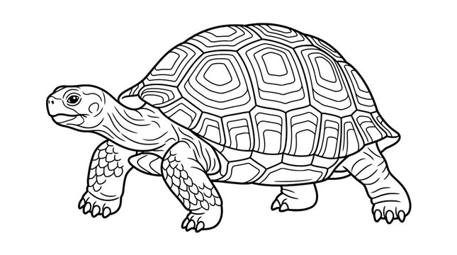 Tortoise line art illustration for coloring book