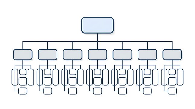 Organizational chart and corporate hierarchy template with a top down structure showing management tiers