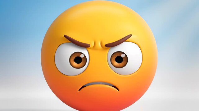 Emoji face transforming close-up through emotional states, supporting reaction stickers, social media feedback, chat messaging, mood change graphics, user sentiment, and entertainment app media.