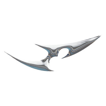 Futuristic metallic chrome shape in cyber tribal styl