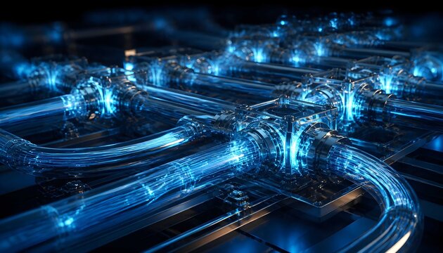 Premium technology background featuring elegant sapphire fiber infrastructure