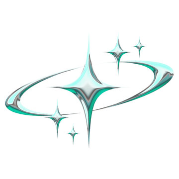 Futuristic metallic 3D Y2K star graphic Element