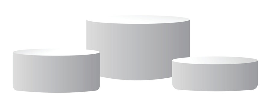 White 3D Cylinder Podium Display Stand Set for Product Showcase, Presentation and Mockup