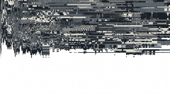 Black and White Digital Glitch Art Texture