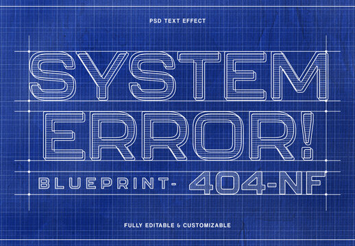 Technical Blueprint Text Effect
