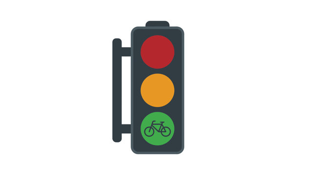 Flat Vector Illustration of a Traffic Light for Bicycles Isolated on White Background