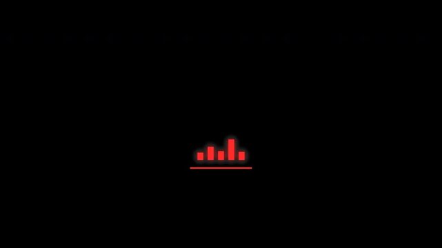 Holographic red ui digital bar graphs on transparent background