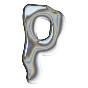 3D Liquid Chrome Letter P