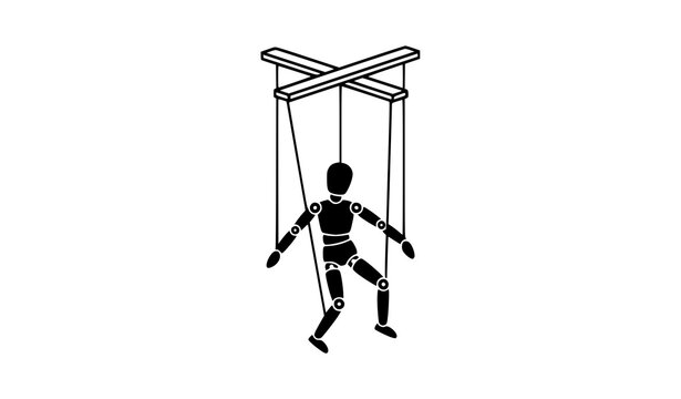 Minimal Marionette Puppet and Control Bar Black Vector Icon