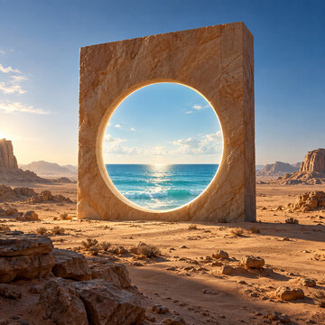 Desert Monolith with an Ocean Portal