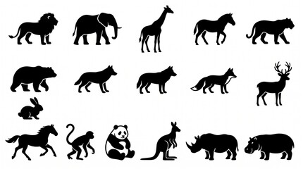 Fototapeta premium set of animals silhouettes