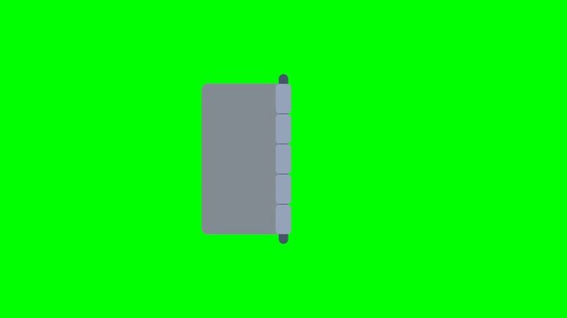 Animated gray vector door hinge folding on a green screen background