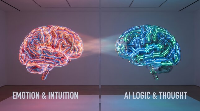 Human emotion and intuition compared with artificial intelligence logic and thought