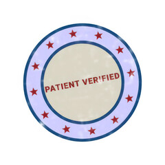 Fototapeta premium Colorful circular badge with warning message and checkmark icon isolated on transparent background