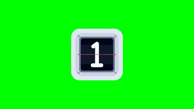 Digital countdown ticker changing numbers with red laser line on green screen