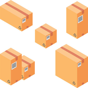 Collection of Cardboard Shipping Boxes in Different Sizes for Packaging