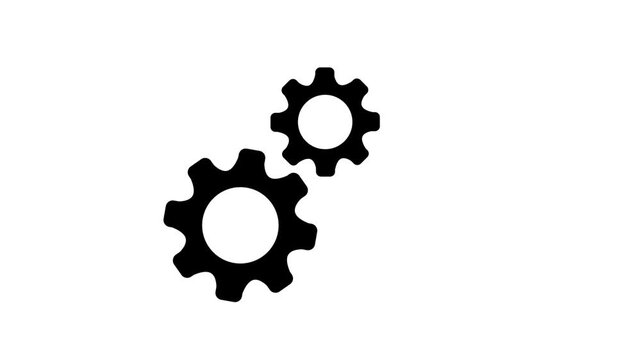 Update glowing setting icon setup animation. setting icon with spinning gears icon animated. Motion graphics of setting icon concept. On a White background