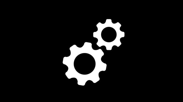 Update glowing setting icon setup animation. setting icon with spinning gears icon animated. Motion graphics of setting icon concept. on a black background.