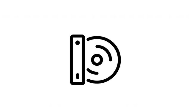 Compact disc outline icon looping animation, CD music media symbol motion graphic for technology presentation and digital design use