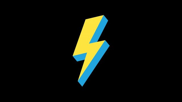 Brutalism looping animation of yellow lightning bolts