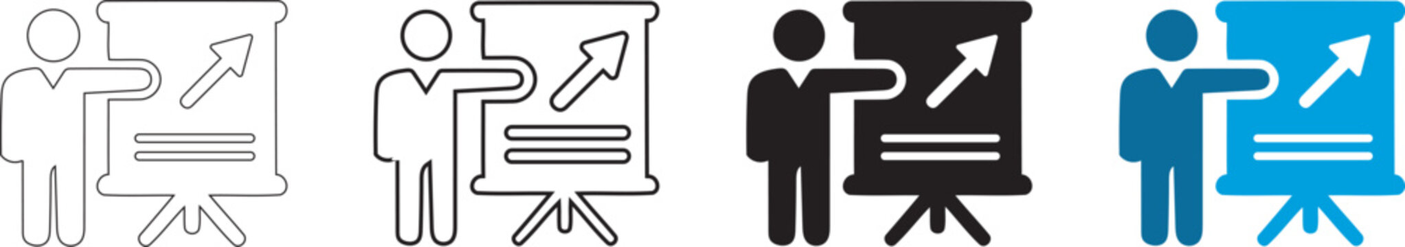 Business people presenting growth chart icons