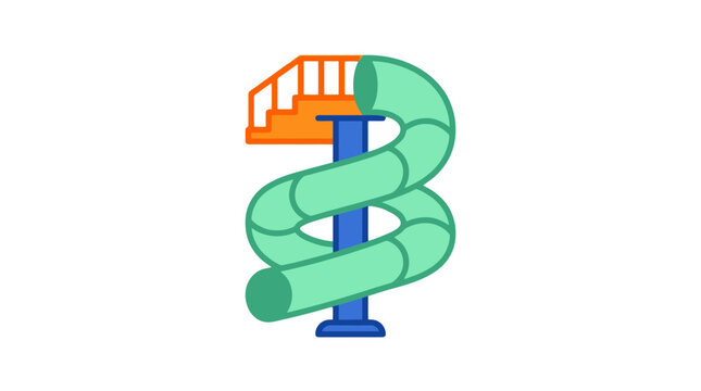 Water slide vector illustration with spiral tube and stairs