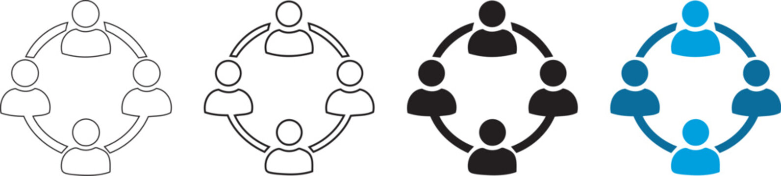 Silhouette team members connected in a circle