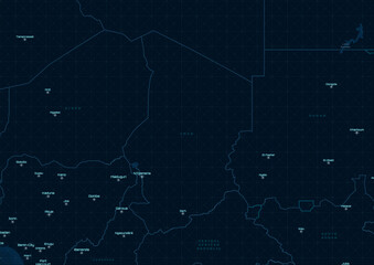 Futuristic digital map of Chad with glowing city lights © Sammy