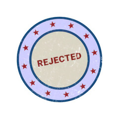 Fototapeta premium Rejected stamp with red and blue border on circular background isolated on transparent background