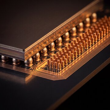 Macro Detail of Copper Ball Grid Array on Chip Package