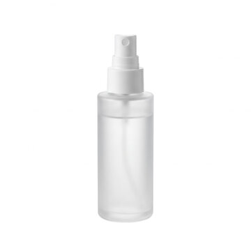 Clear empty cosmetic spray bottle for personal care products with plastic bottle spray pump skincare packaging transparent bottle beauty product mist sprayer liquid on transparent background