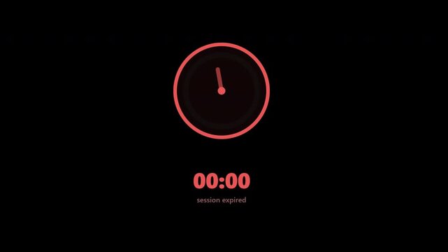 Session Expired Countdown Timer Icon Overlay Alpha Channel Transparent Background 4K Animation