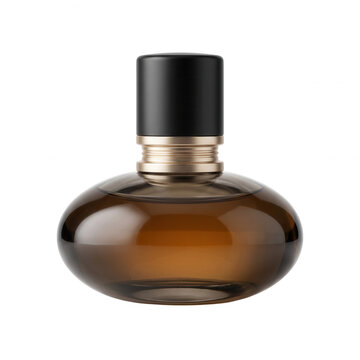 Elegant perfume bottle with dark brown glass and black cap fragrance bottle luxury perfume scent bottle cosmetic bottle perfume design fragrance packaging beauty as transparent object