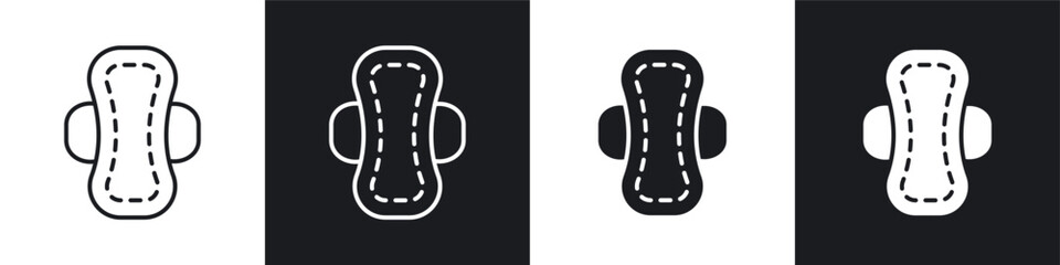 Feminine hygiene pad icon flat outline in black © ramsey