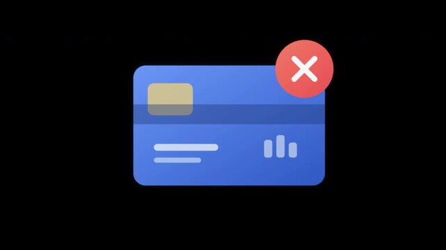 Payment Failed Credit Card Transaction Error Icon Overlay Alpha Channel 4K Animation