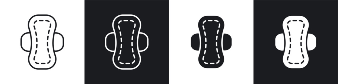 Feminine hygiene pad icon flat outline in black
