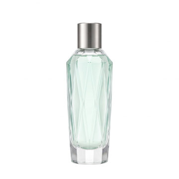 Clear textured glass perfume or toner bottle with silver cap beauty product cosmetic bottle beauty care skincare product beauty routine cosmetic packaging face care as isolated element