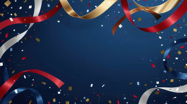 Modern football celebration background with flowing ribbon and confetti