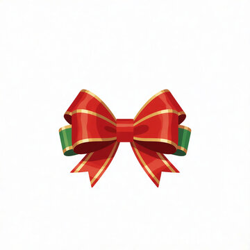 Red Christmas ribbon bow with gold trim