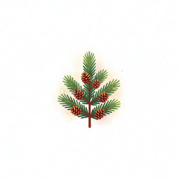 Christmas pine branch with pinecones illustration