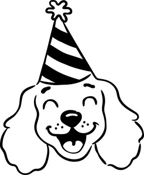 coloring book page cocker spaniel halloween dog face wearing party hat