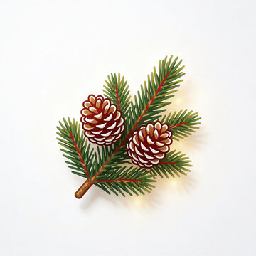 Christmas pine branch with pinecones illustration